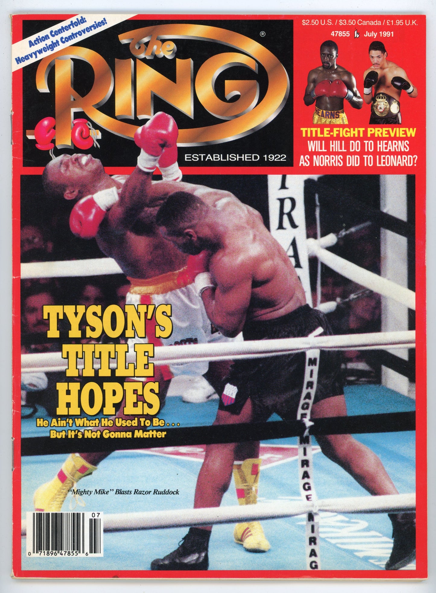 The Ring Vintage Boxing Magazine (July 1991) Mike Tyson Cover