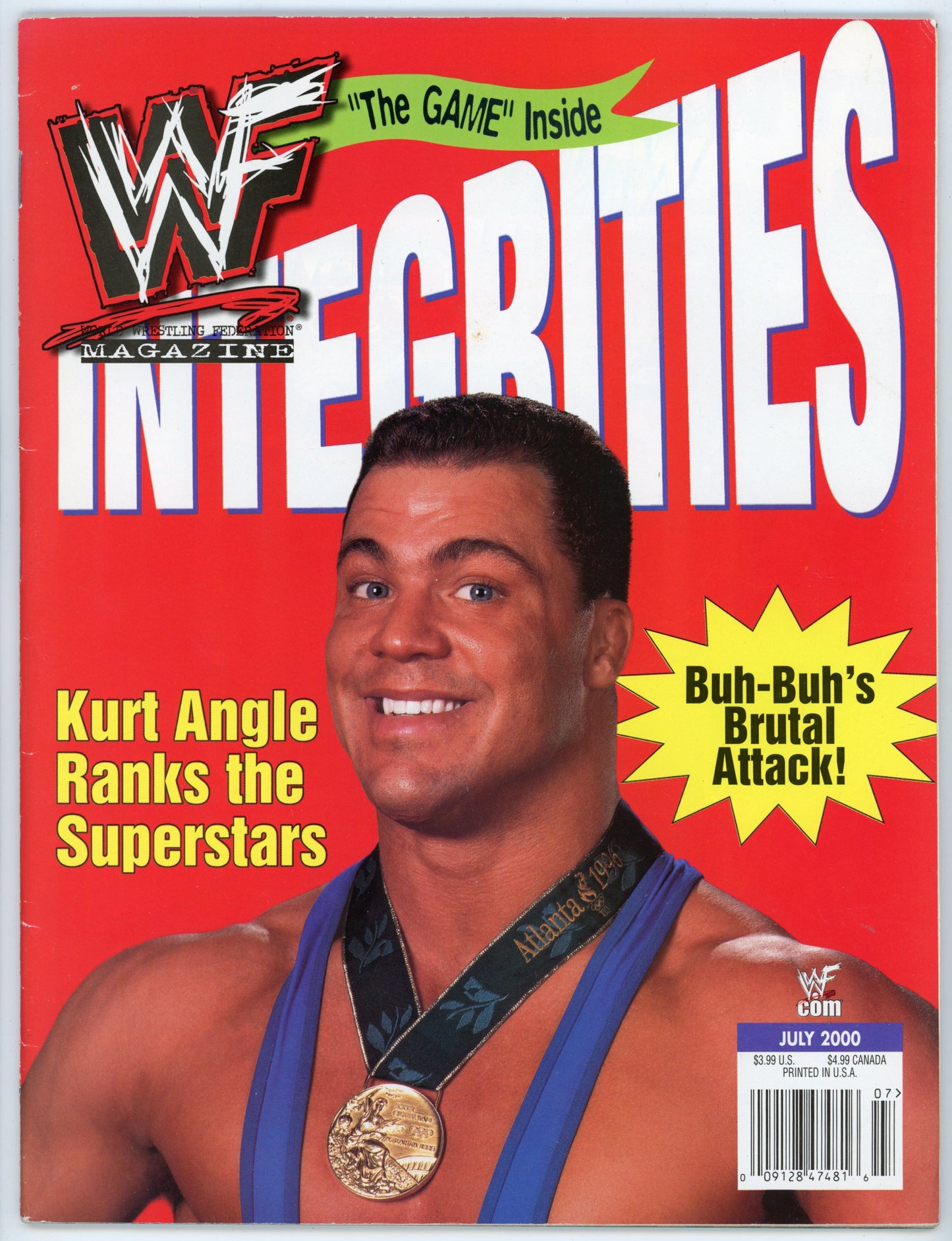 WWF WWE "Integrities" Vintage Wrestling Magazine (July 2000) Kurt Angle Cover