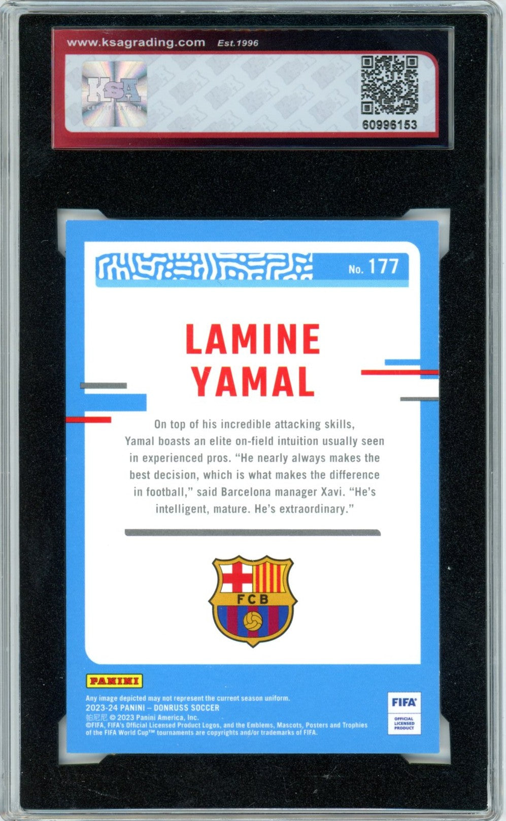 2023/24 Panini Donruss Lamine Yamal #177 Graded Soccer Rookie Card KSA 8.5