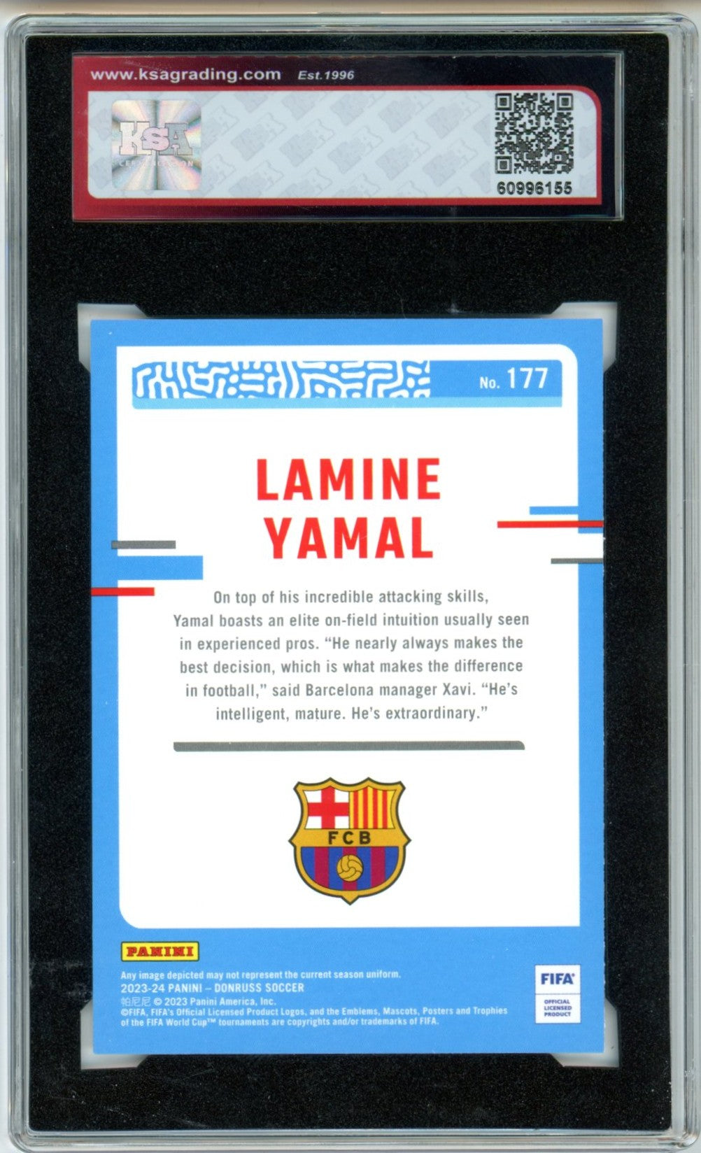 2023/24 Panini Donruss #177 Lamine Yamal Graded Soccer Rookie Card KSA 8.5