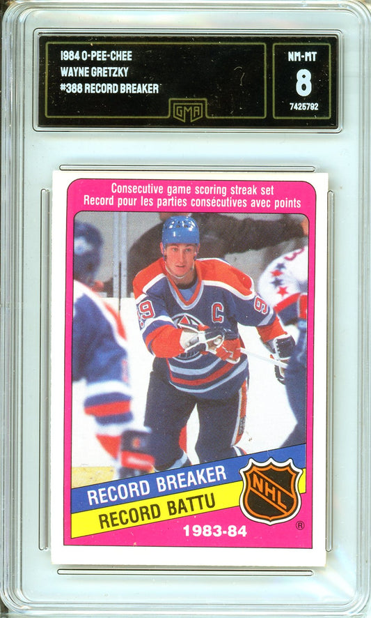 1984 OPC Wayne Gretzky #388 Record Breaker Card GMA 8