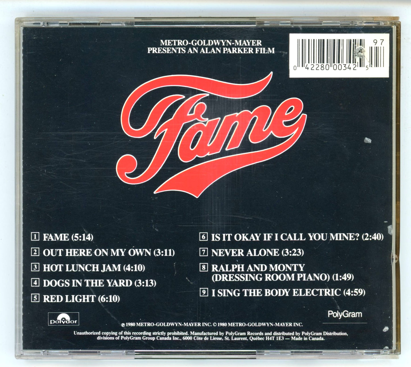 Fame (1980) Motion Picture Soundtrack Vintage CD