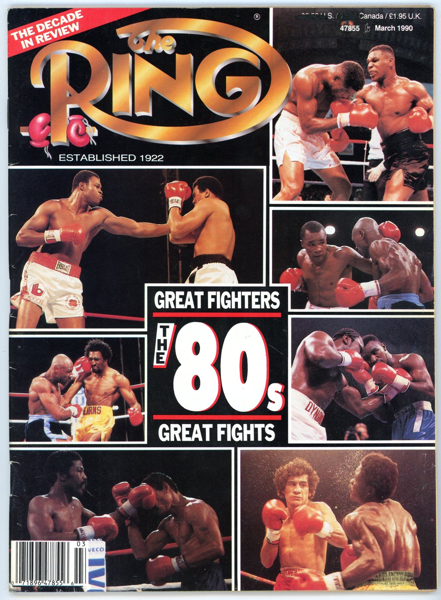 The Ring Vintage Boxing Magazine (March 1990) Decade in Review Cover