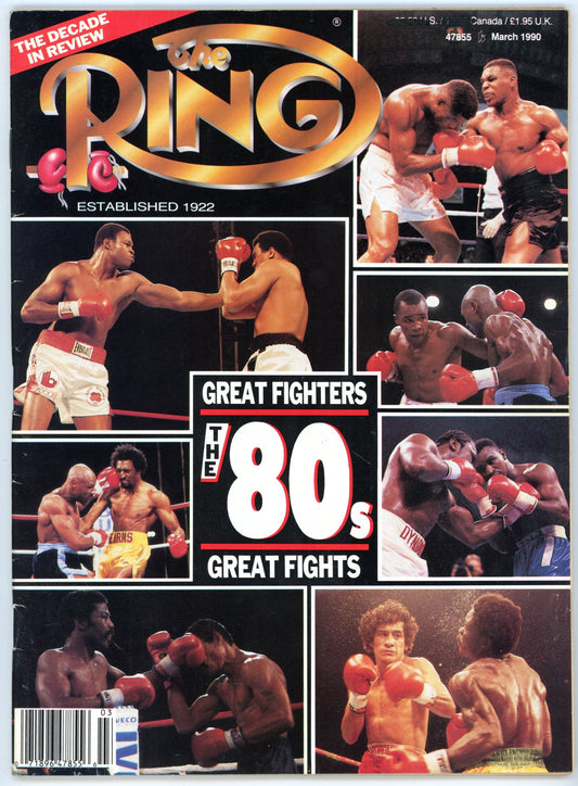 The Ring Vintage Boxing Magazine (March 1990) Decade in Review Cover