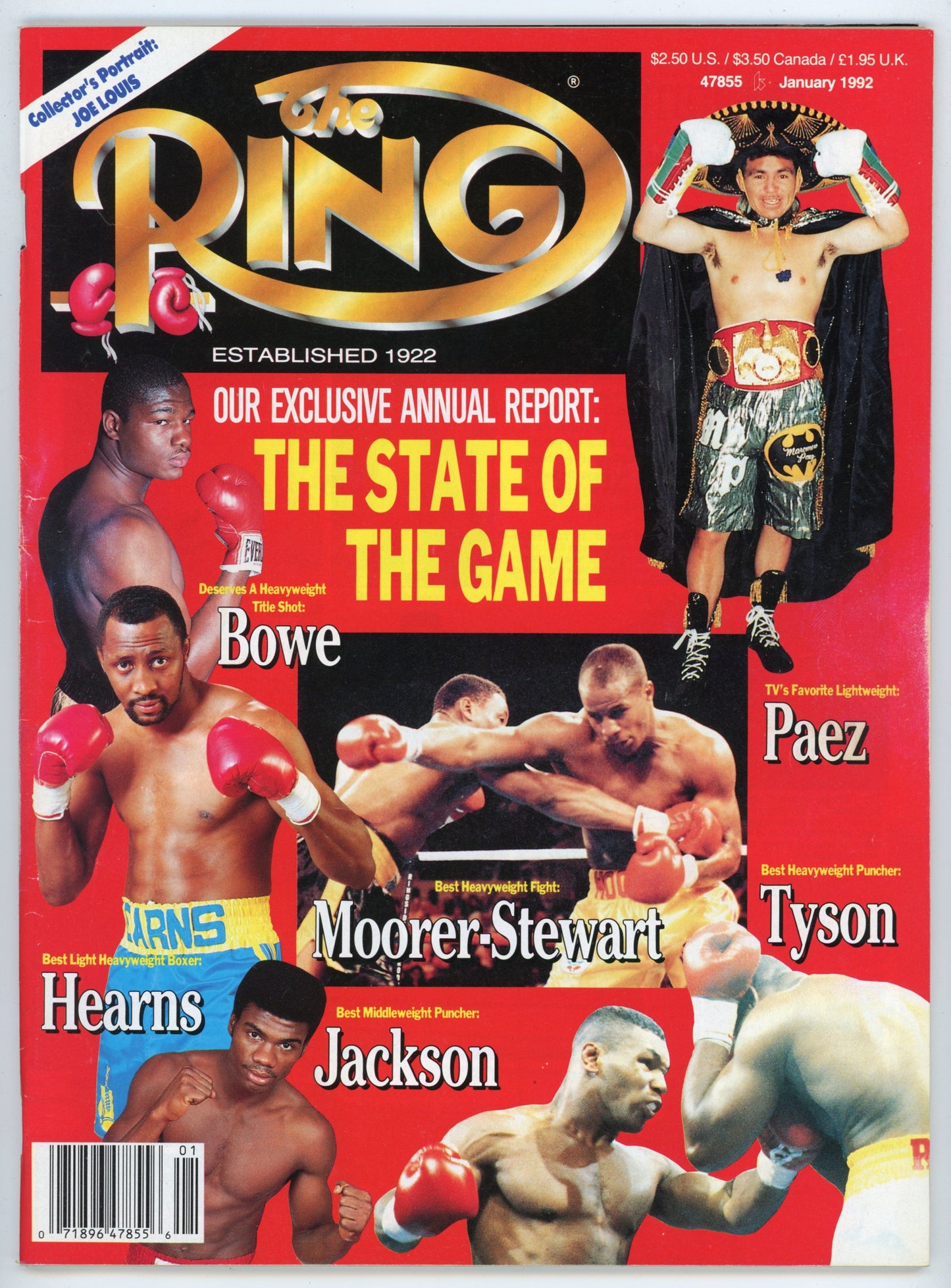 The Ring Vintage Boxing Magazine (January 1992) Exclusive Annual Report