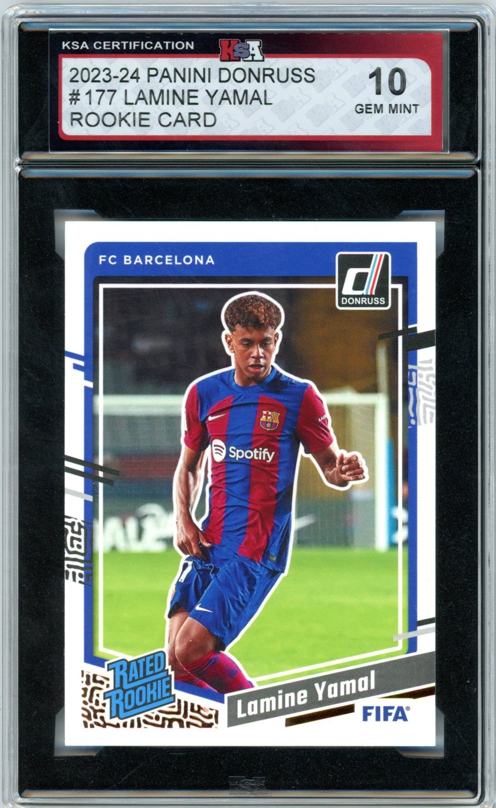 2023/24 Panini #177 Donruss Lamine Yamal Graded Soccer Rookie Card KSA 10
