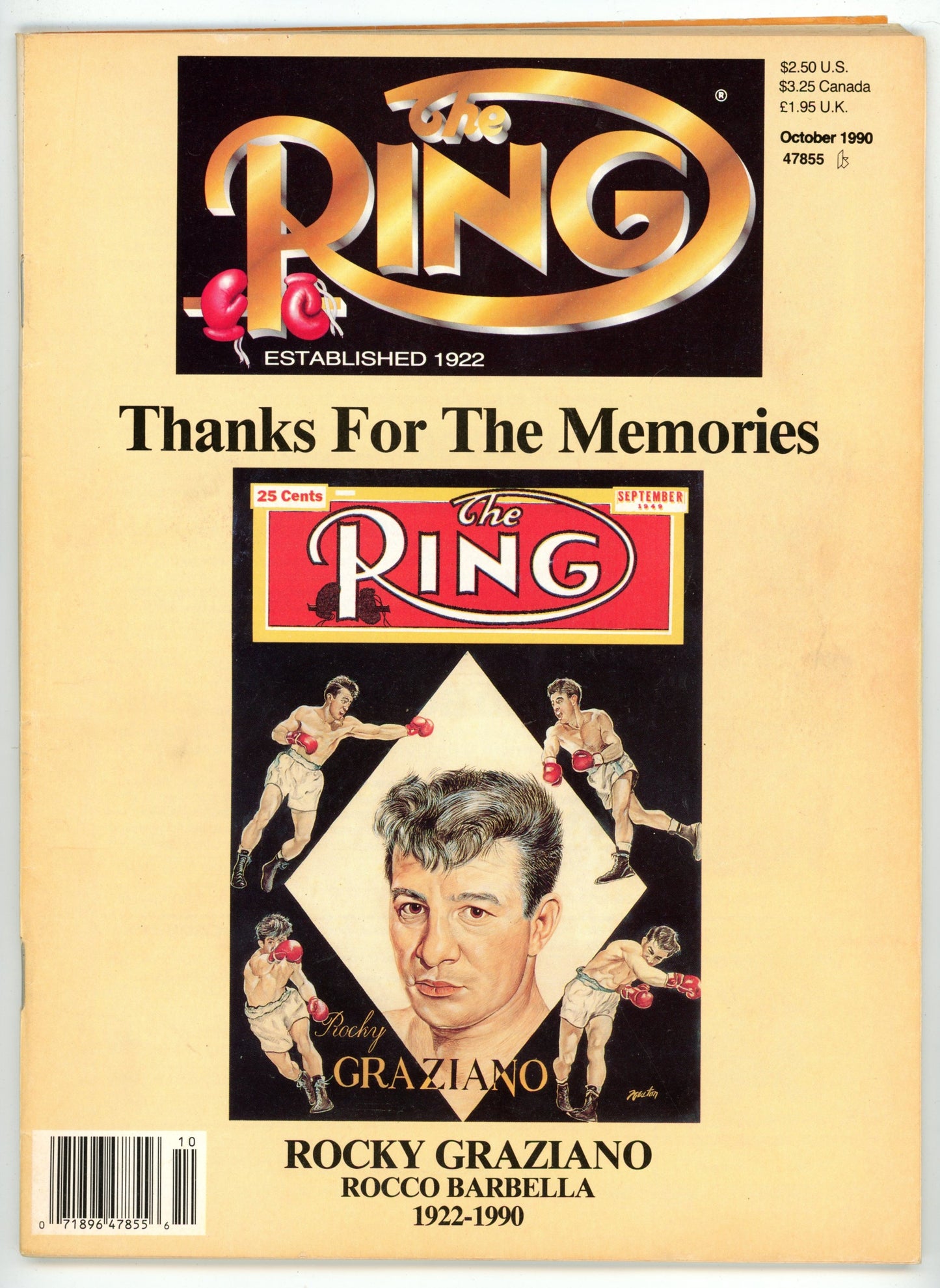 The Ring Vintage Boxing Magazine (October 1990) Rocky Graziano Memorial