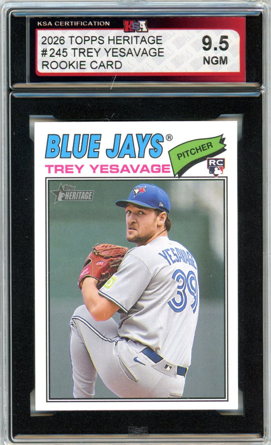 2026 Topps Heritage Trey Yesavage #245 Graded Rookie Card KSA 9.5