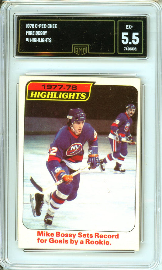 1978 OPC Mike Bossy #1 Highlights Card GMA 5.5