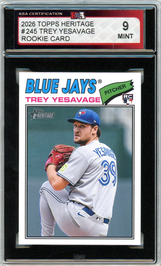 2026 Topps Heritage Trey Yesavage #245 Graded Rookie Card KSA 9