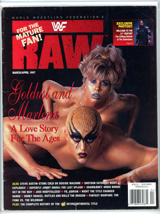 WWF Raw Vintage Wrestling Magazine (March/April, 1997) Dustin Rhodes, "Marlena" Terri Runnels