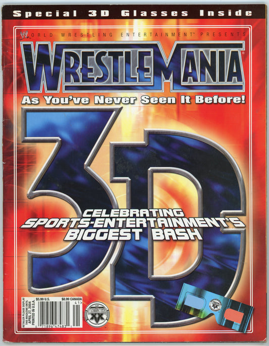 WWE Presents Wrestlemania 3D Vintage Wrestling Magazine (2004) No 3D Glasses