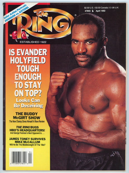 The Ring Vintage Boxing Magazine (April 1992) Evander Holyfield Cover