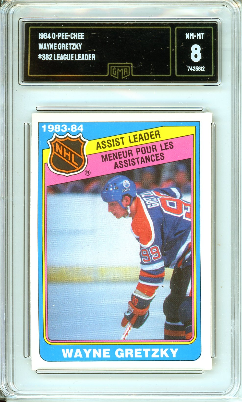 1984 OPC Wayne Gretzky #382 League Leader Card GMA 8
