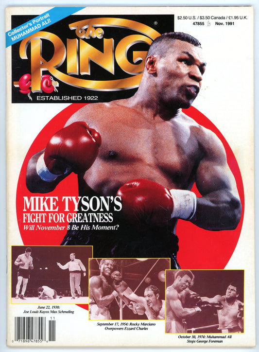 The Ring Vintage Boxing Magazine (November 1991) Mike Tyson Cover