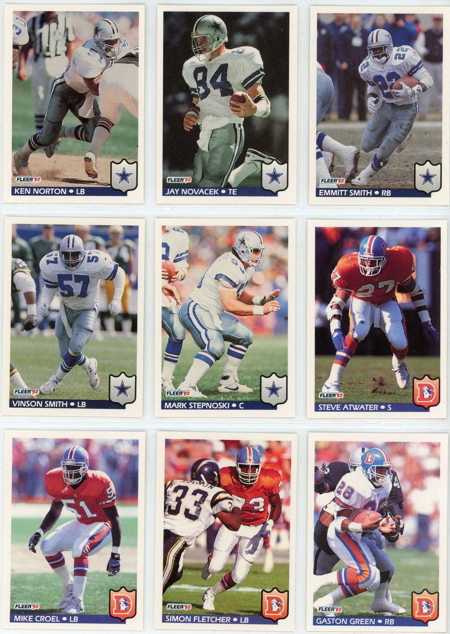 1992 Fleer NFL Football Card Complete Set (480 Cards)