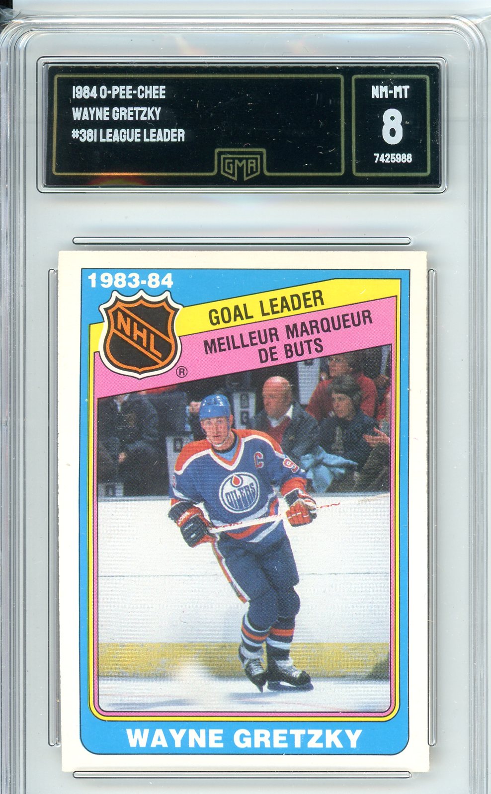 1984 OPC Wayne Gretzky #381 League Leader Card GMA 8
