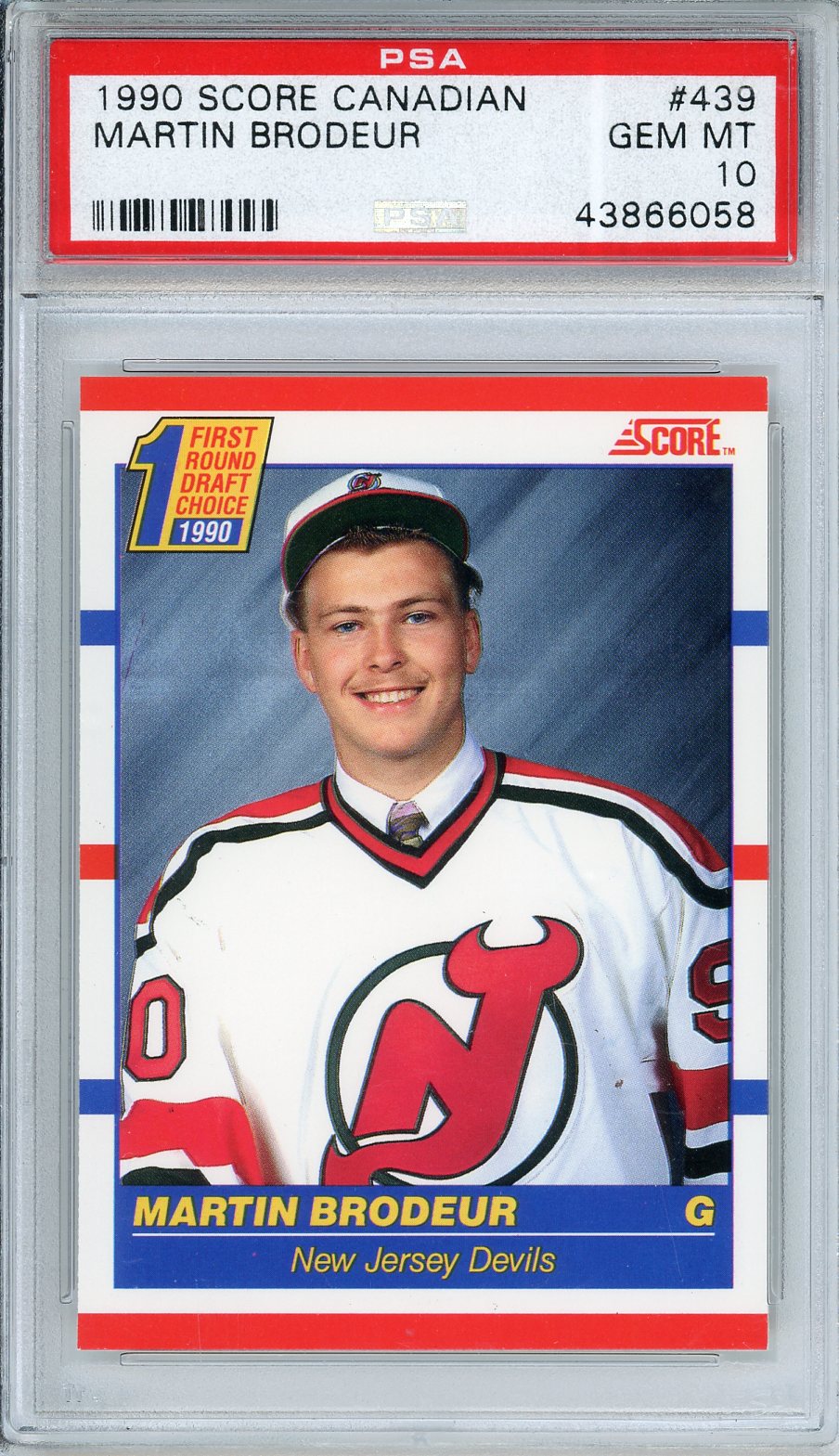 1990 Score Canadian Martin Brodeur #439 Graded Rookie Card PSA 10