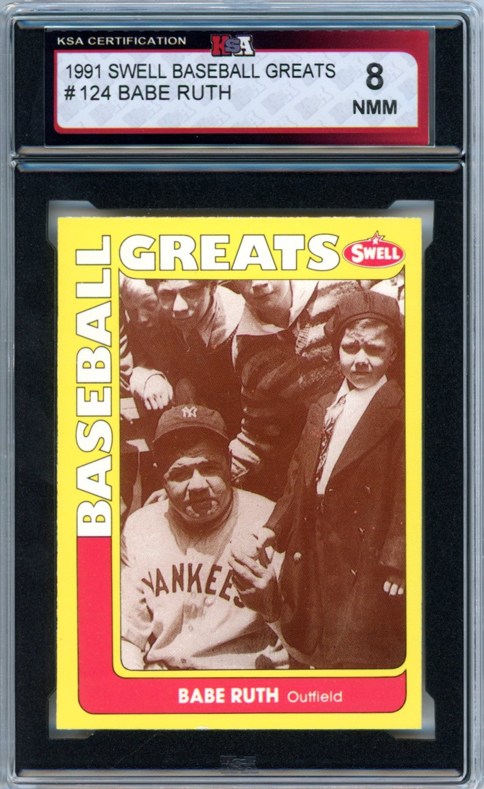 1991 Swell Baseball Greats Babe Ruth #124 Graded Baseball Card KSA 8