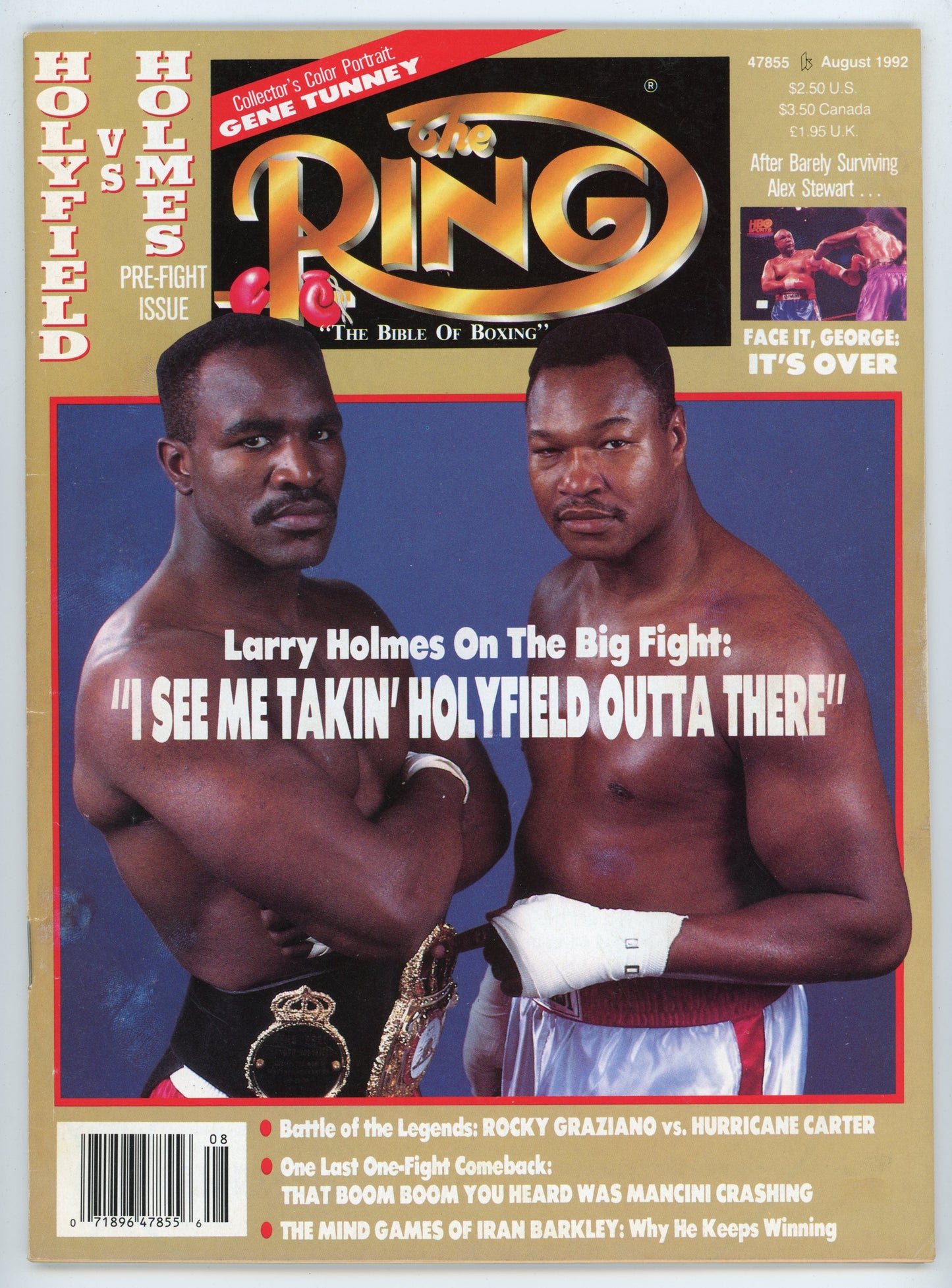 The Ring Vintage Boxing Magazine (August 1992) Larry Holmes vs. Evander Holyfield Pre-Fight Issue
