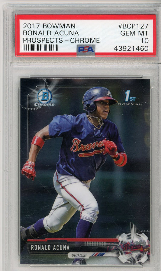 2017 Bowman Prospects Ronald Acuna Chrome Graded Baseball Card PSA 10