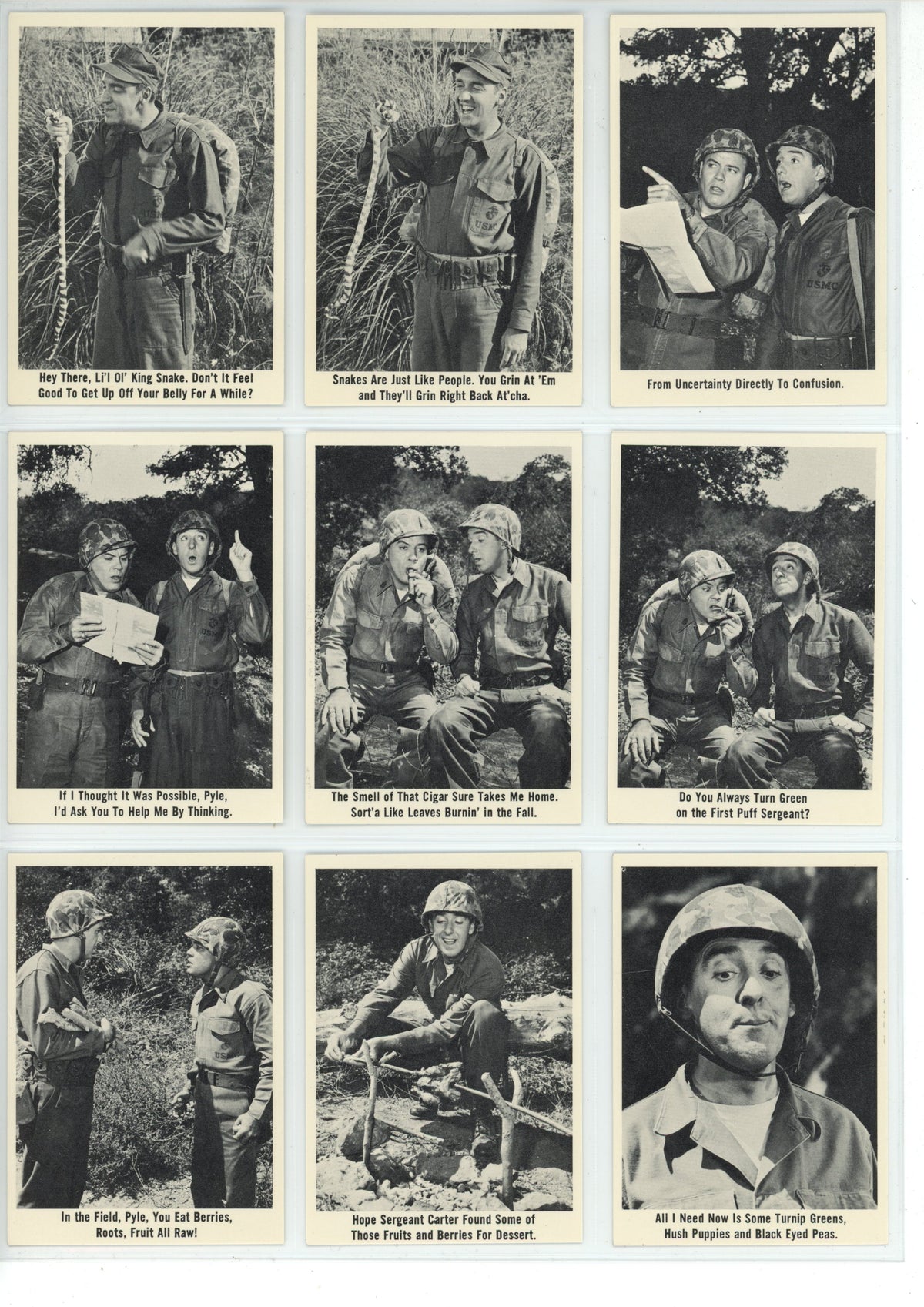 1965 Fleer Gomer Pyle, U.S.M.C. Trading Card Complete Set (66 Cards) High Grade