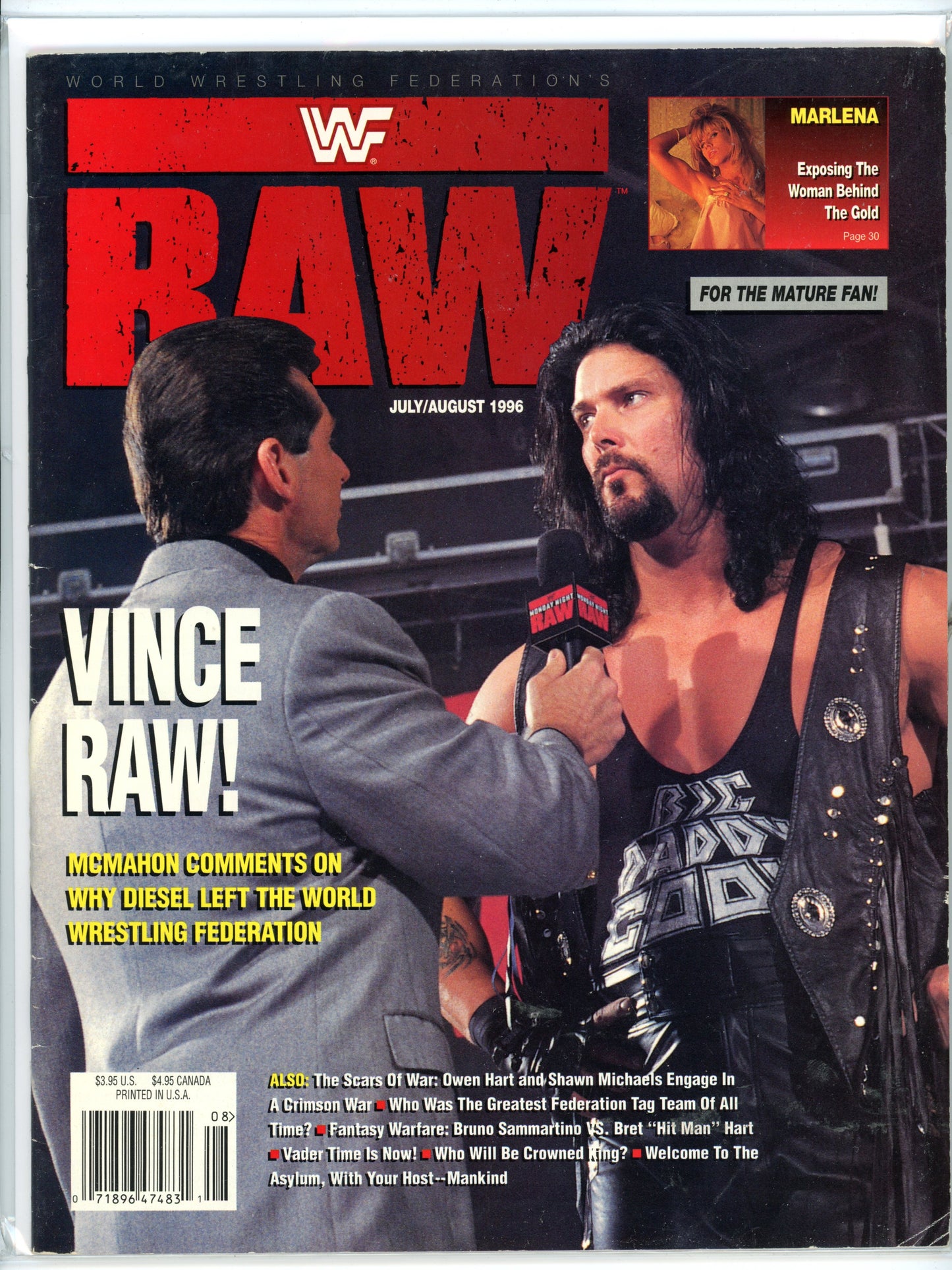 WWF Raw Vintage Wrestling Magazine (July/August, 1996) Vince McMahon, "Big Daddy Cool" Diesel