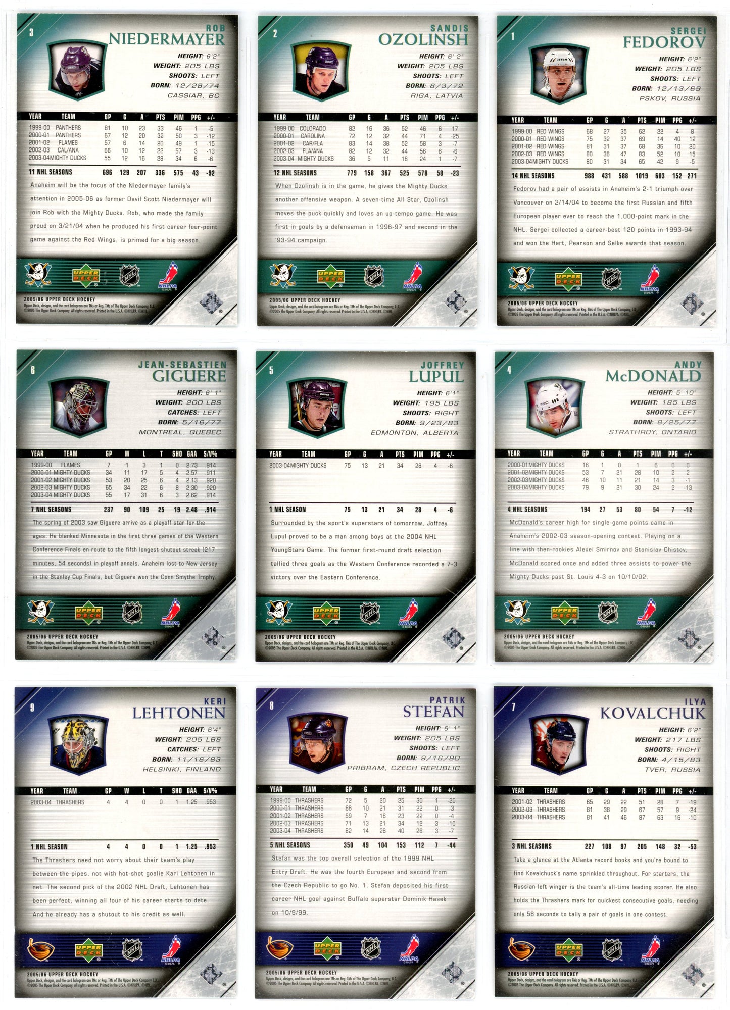 2005/06 Upper Deck Series One & Two Master Set (601 Cards) All Young Guns & Inserts Crosby, Ovechkin PSA 9