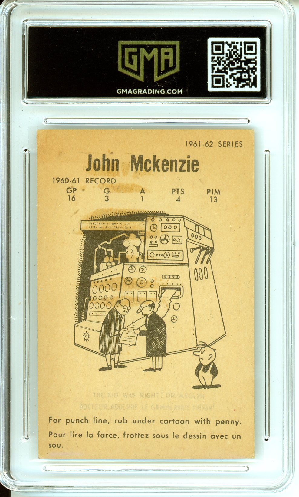 1961 Parkhurst John McKenzie #34 Graded Card GMA 3.5