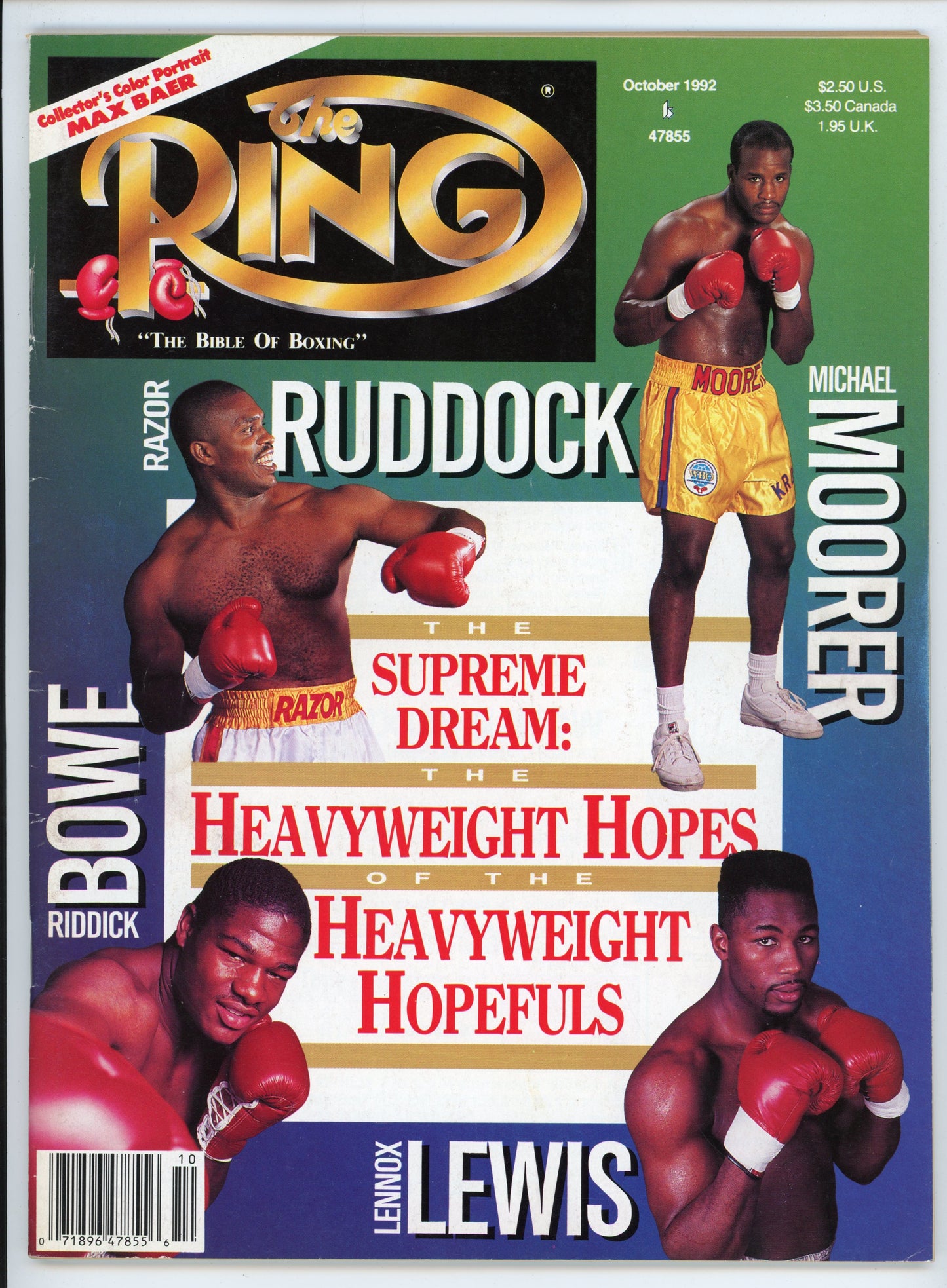 The Ring Vintage Boxing Magazine (October 1992) Ruddock, Moorer, Bowe, Lewis Heavyweight Hopefuls