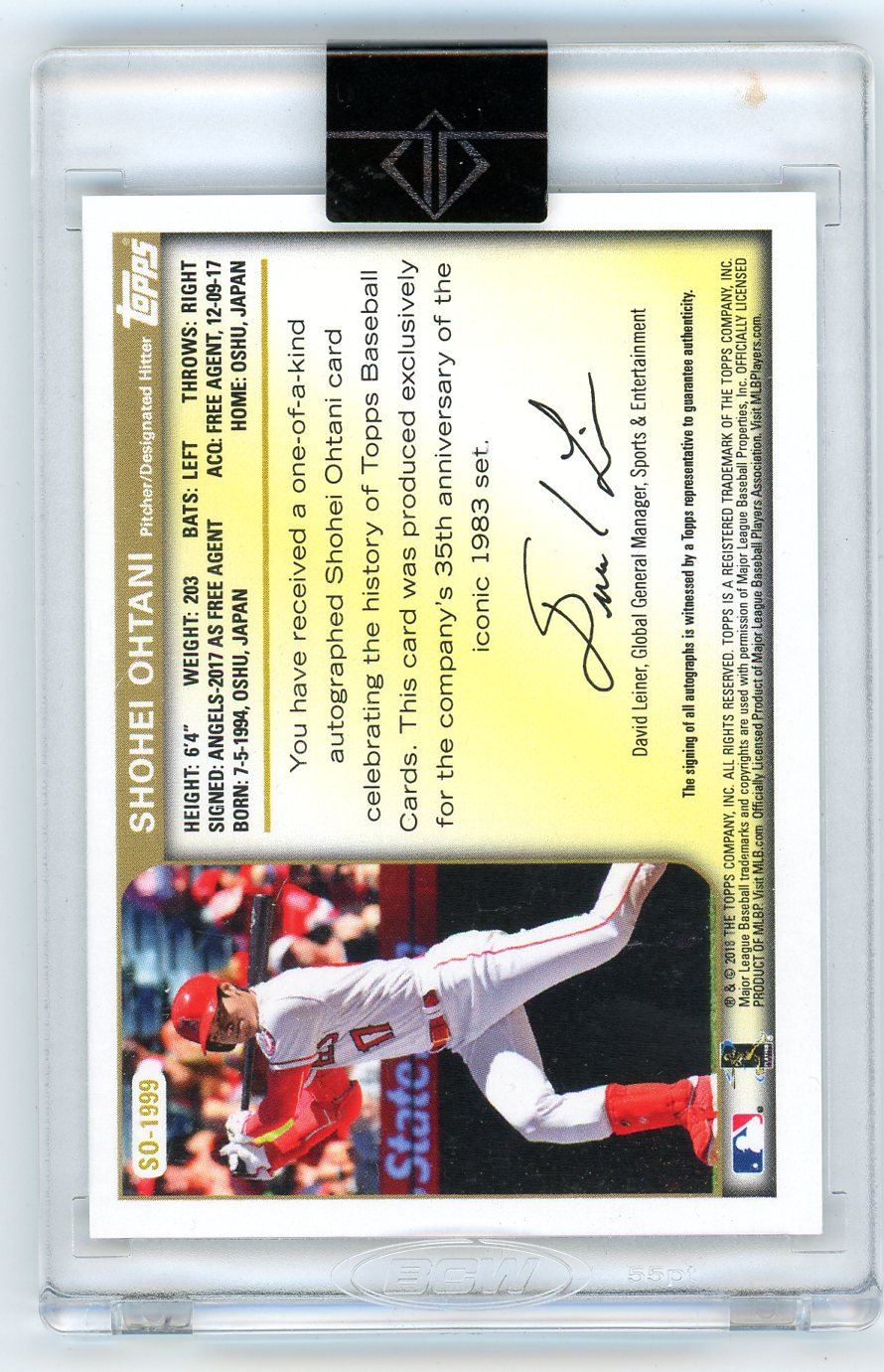 2018 Topps Now Encapsulated Shohei Ohtani Autograph Rookie Card 1/1