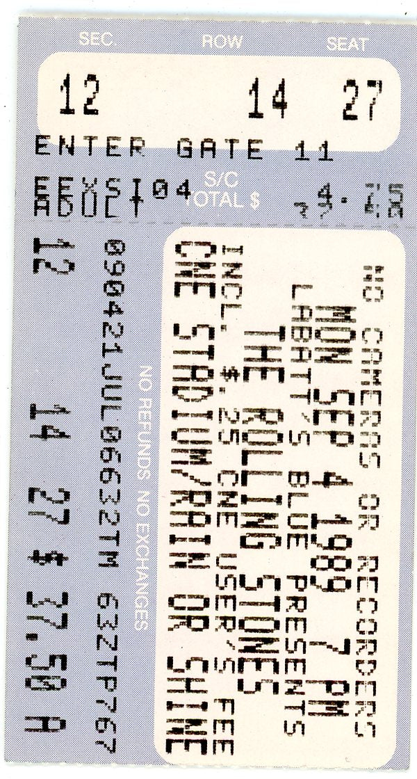 The Rolling Stones Steel Wheels Tour Concert Ticket Stub CNE Stadium (Toronto, 1989)