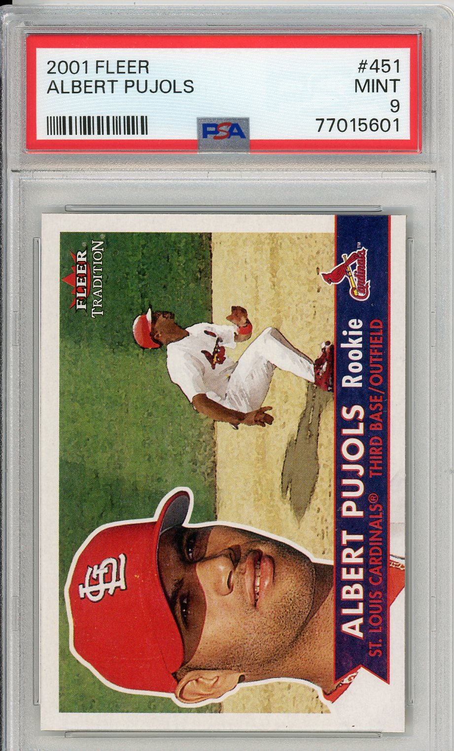 2001 Fleer Albert Pujols #451 Graded Baseball Card PSA 9