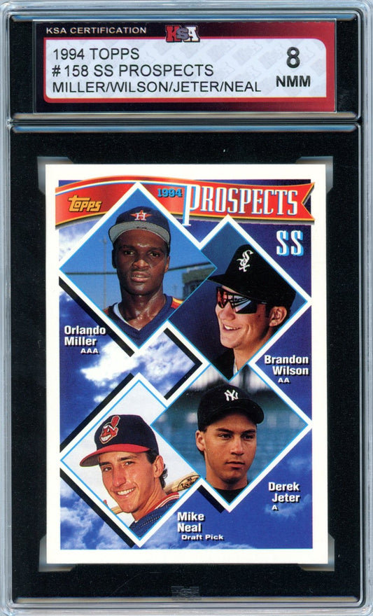 1994 Topps SS Prospects Miller / Wilson / Derek Jeter / Neal #158 Graded Baseball Prospect Card KSA 8D