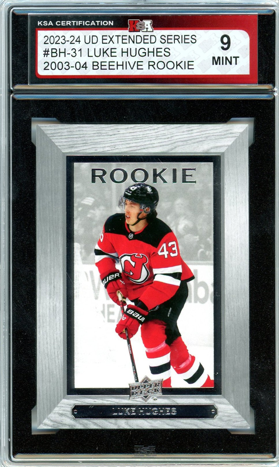 2023/24 Upper Deck Extended Luke Hughes Beehive Graded Rookie Card #BH-31 KSA 9