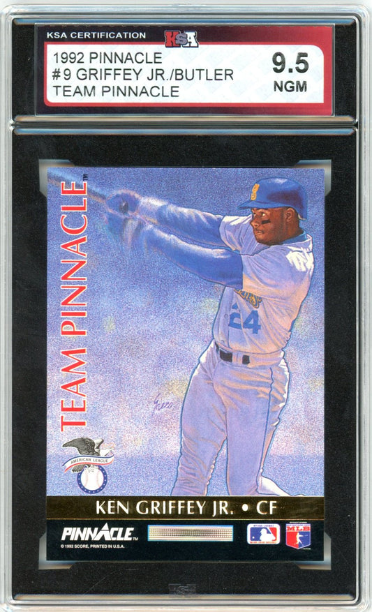 1992 Pinnacle Ken Griffey Jr. / Brett Butler #9 Team Pinnacle Graded Baseball Card KSA 9.5