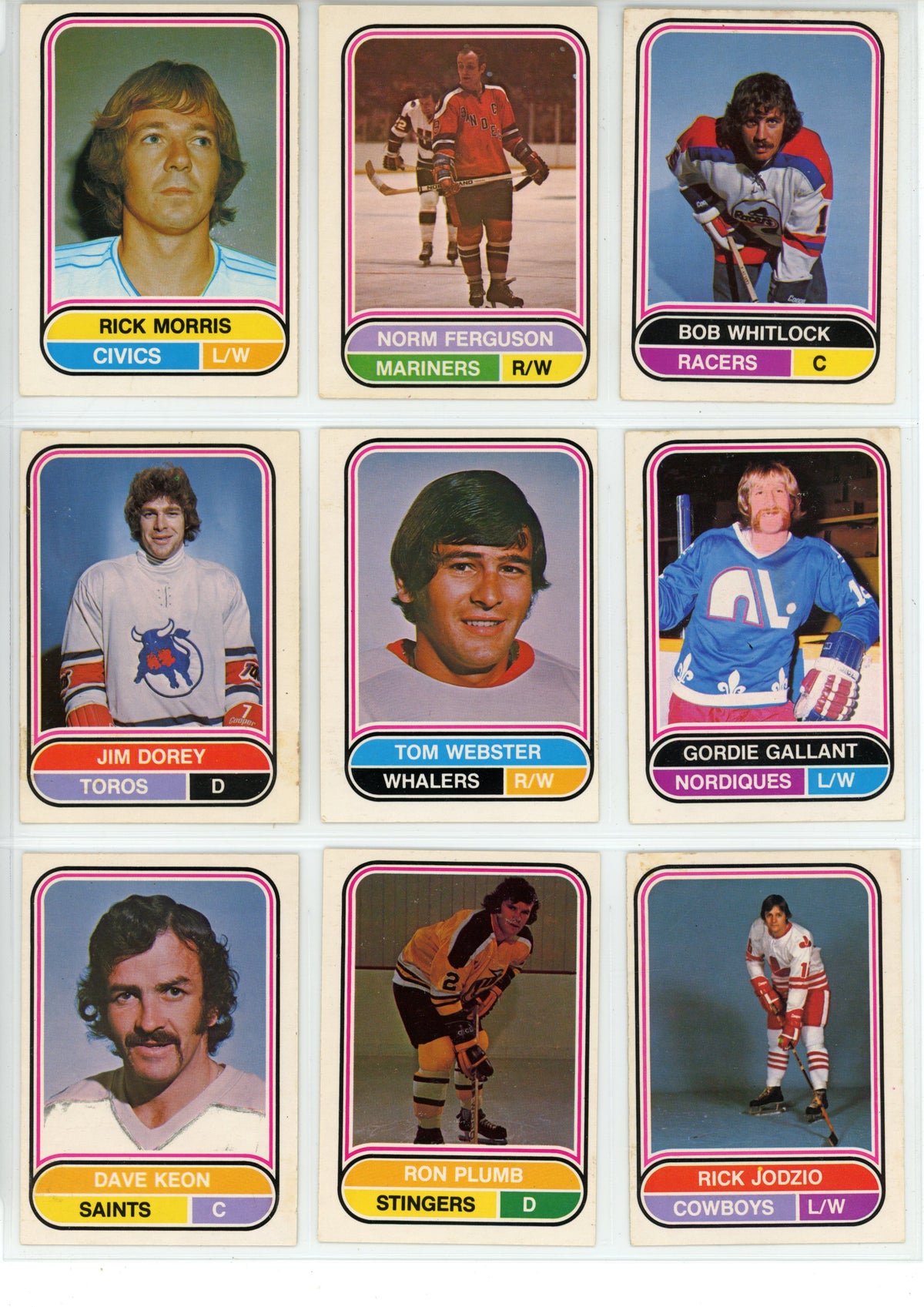 1975/76 O-Pee-Chee WHA Hockey Trading Card Complete Set (132 Cards) - EX/EX+