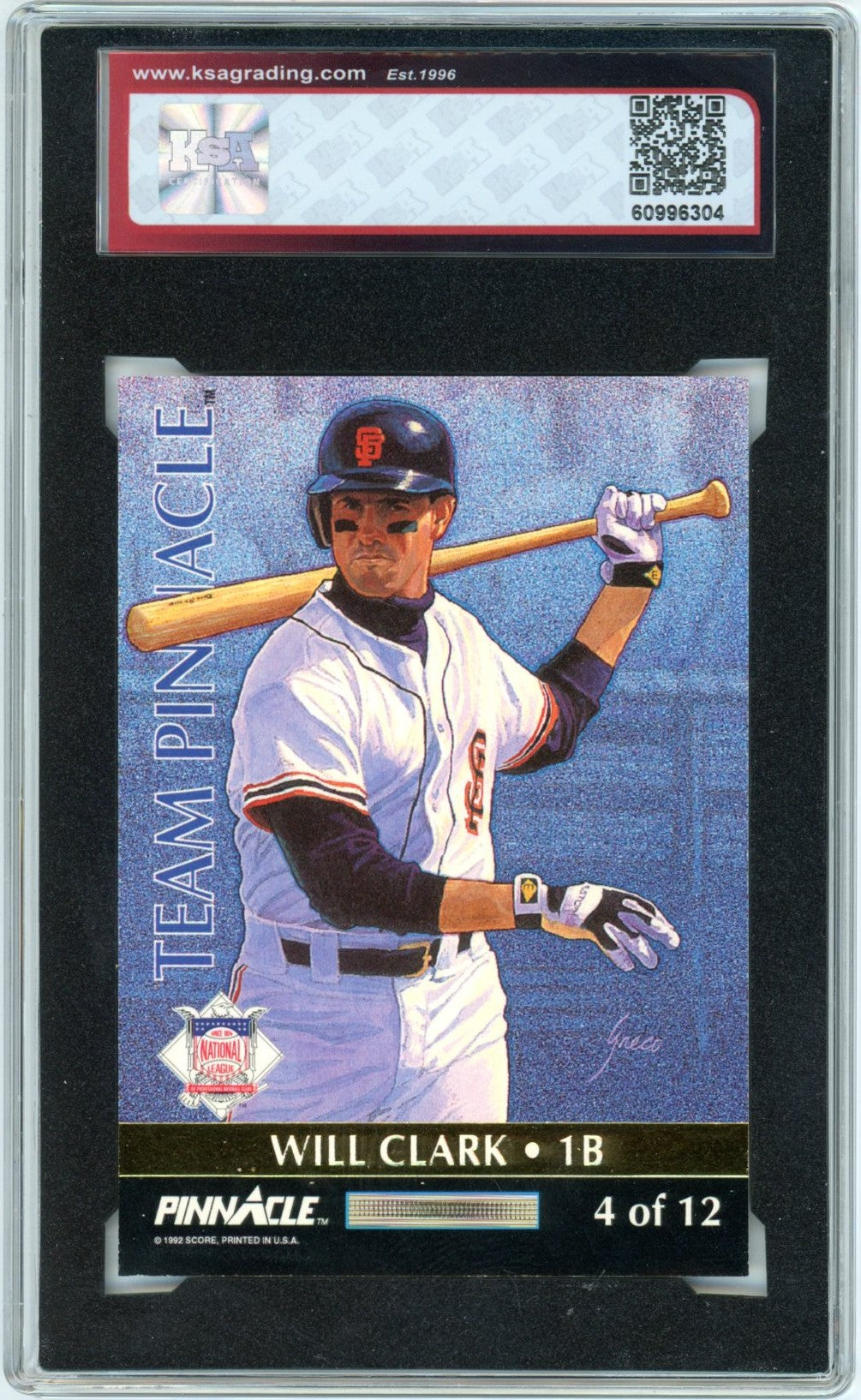 1992 Pinnacle Frank Thomas / Will Clark #4 Team Pinnacle Graded Baseball Card KSA 8.5