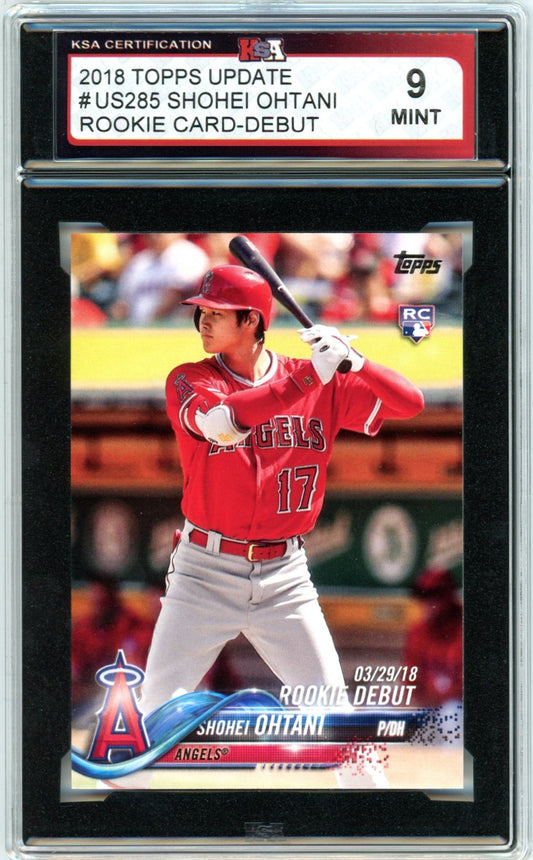 2018 Topps Update Shohei Ohtani Debut #US285 Graded Rookie Card KSA 9