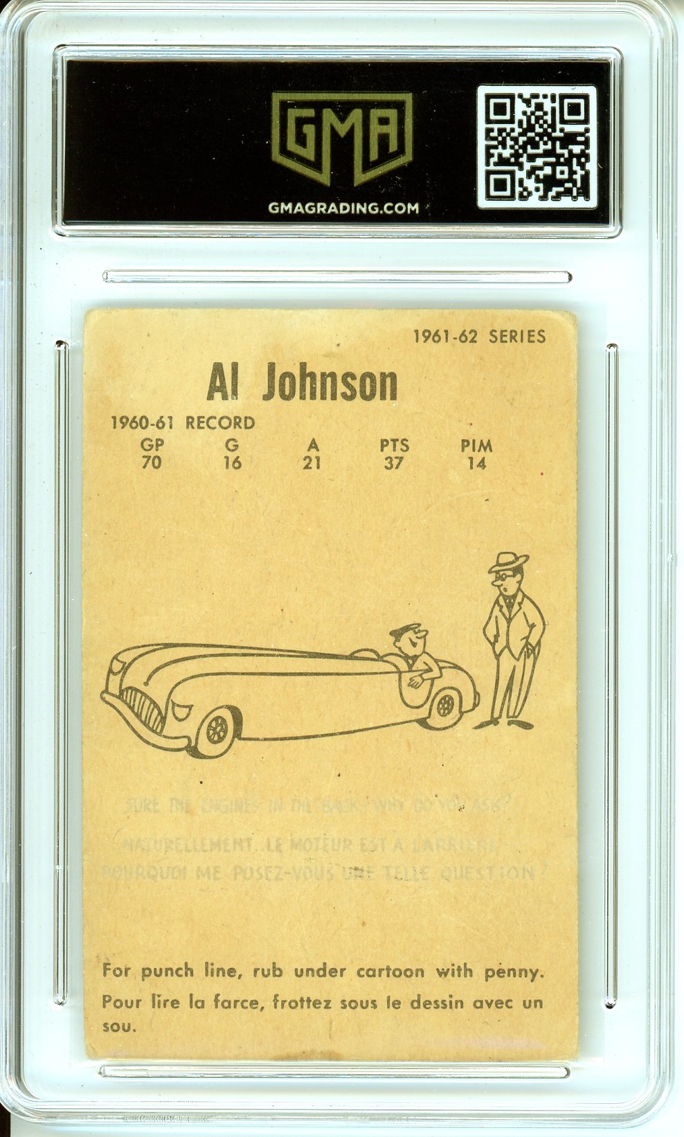 1961 Parkhurst Al Johnson #22 Rookie Card GMA 3.5