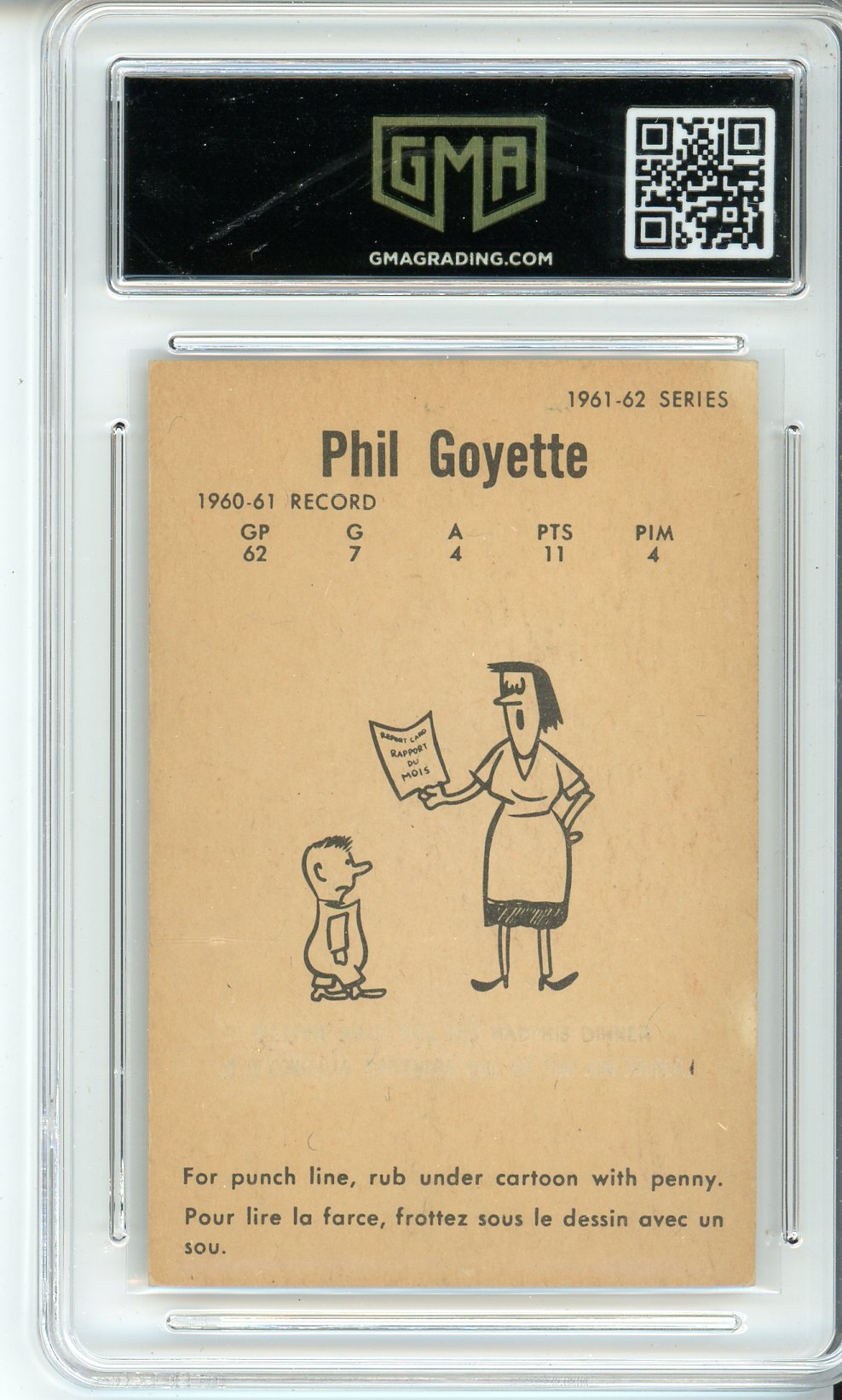 1961 Parkhurst Phil Goyette #46 Graded Card GMA 3.5