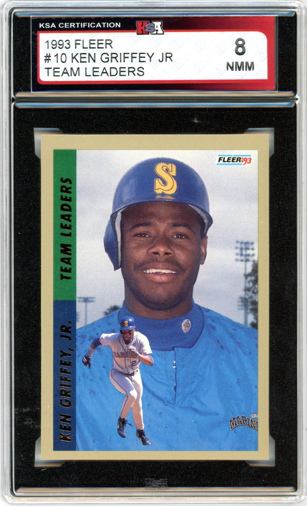 1993 Fleer Ken Griffey Jr. #10 Team Leaders Graded Baseball Card KSA 8