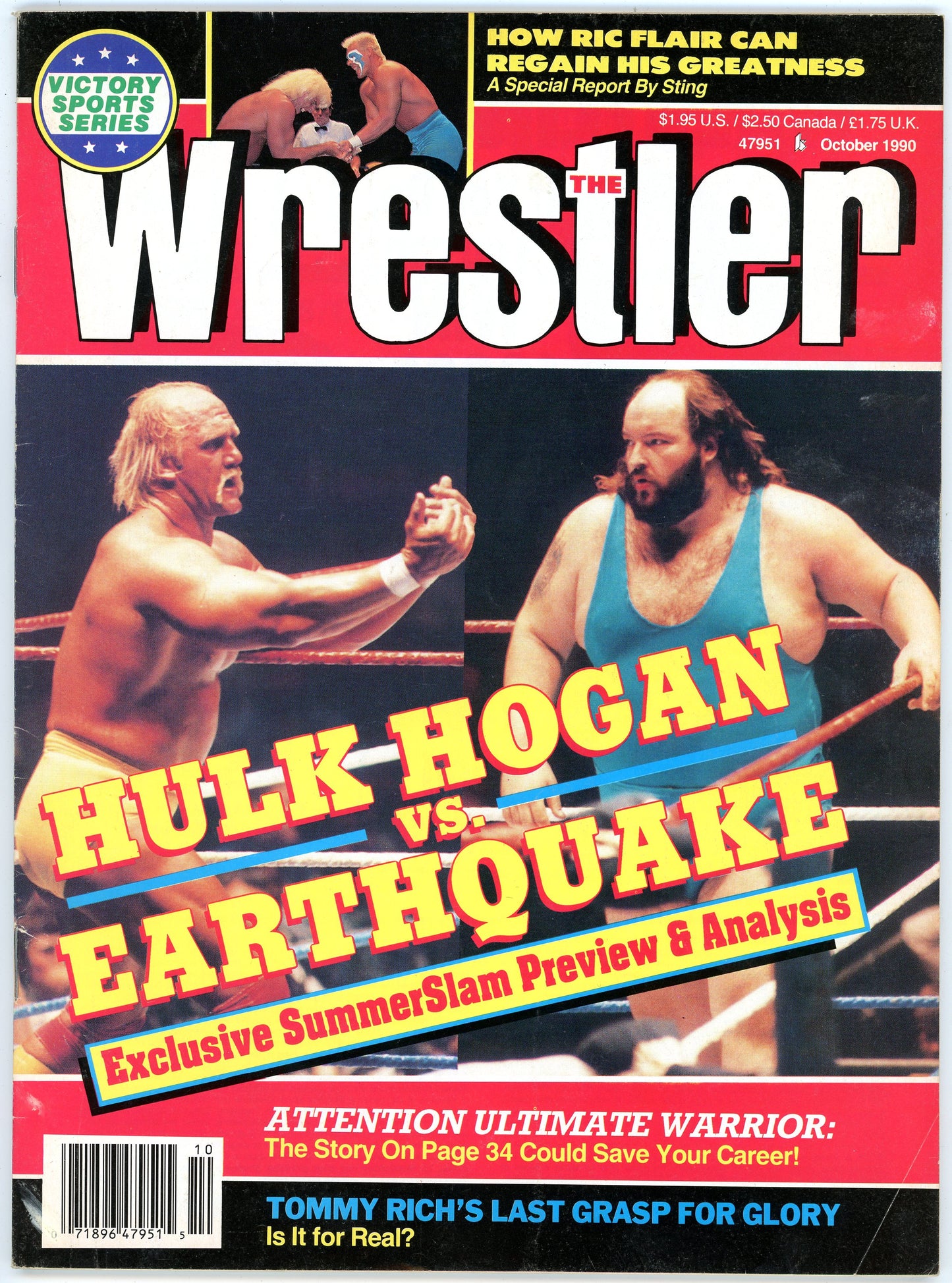 The Wrestler Vintage Wrestling Magazine (October, 1990) Hulk Hogan, Earthquake