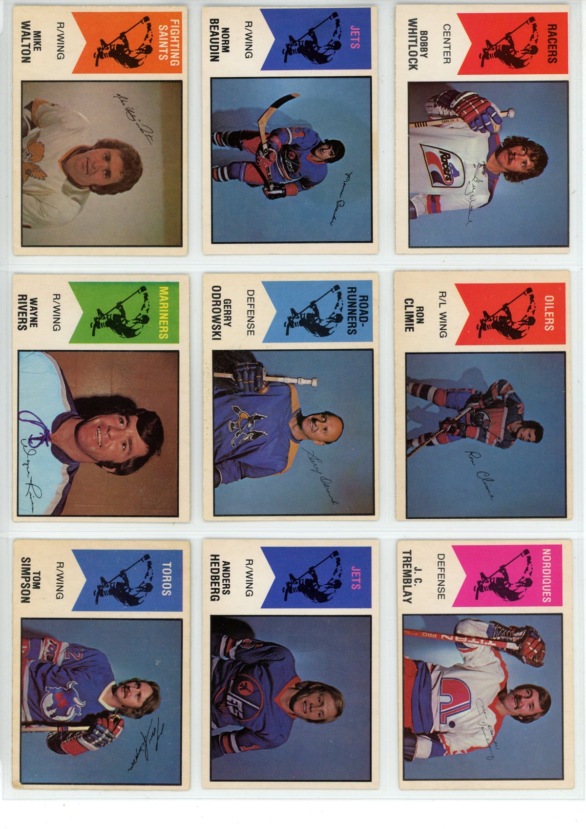 1974/75 O-Pee-Chee WHA Hockey Trading Card Complete Set (66 Cards) - EX/EX+