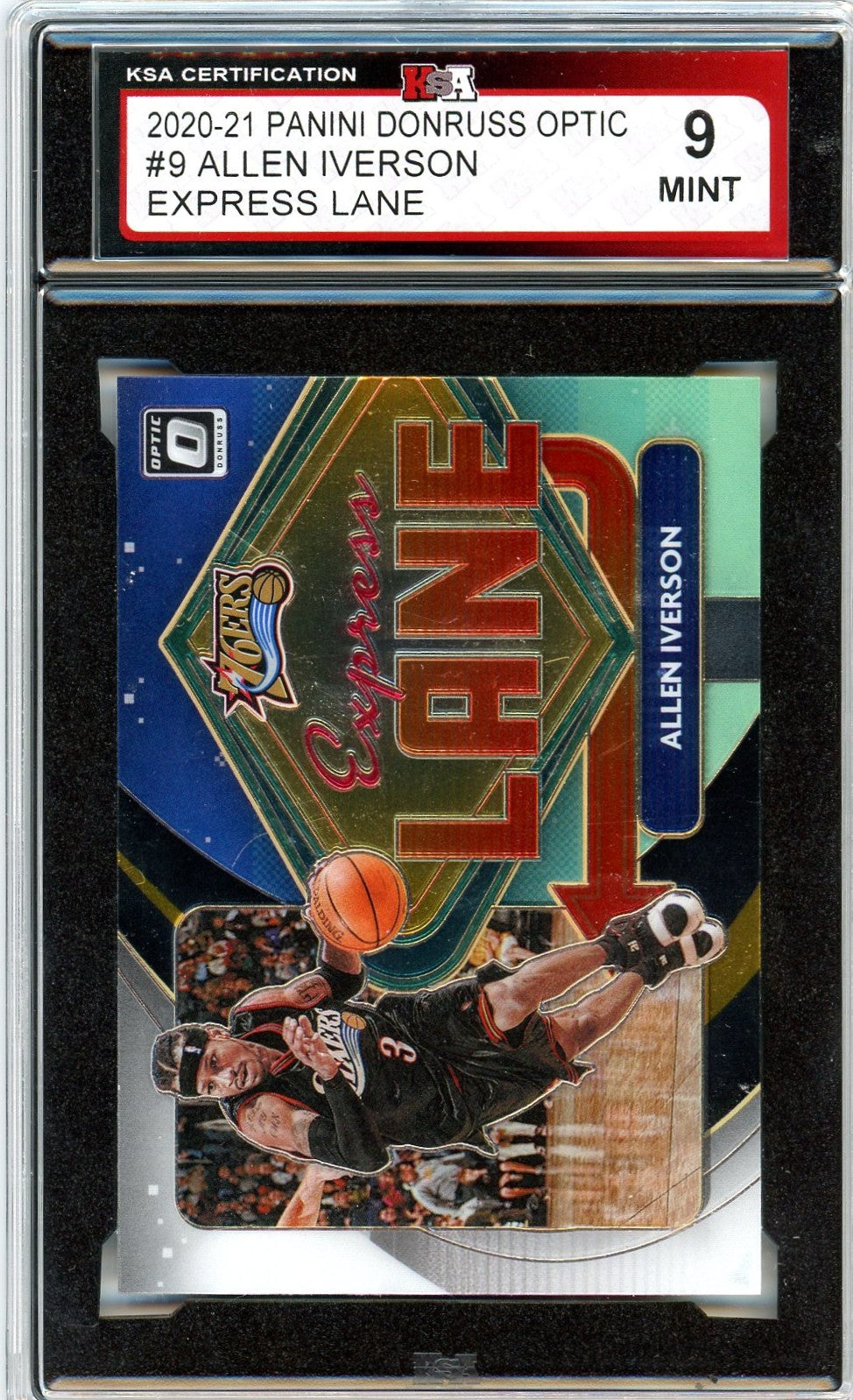 2020/21 Panini Donruss Optic Allen Iverson Express Lane Graded Card #9 KSA 9