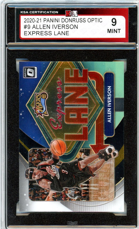 2020/21 Panini Donruss Optic Allen Iverson Express Lane Graded Card #9 KSA 9
