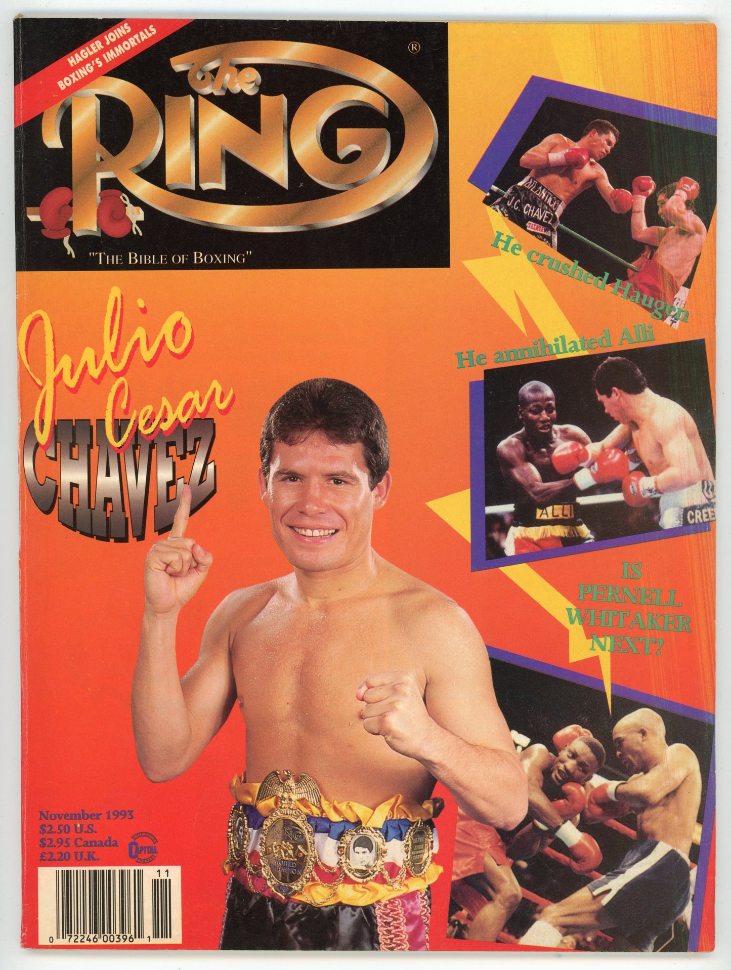 The Ring Vintage Boxing Magazine (November 1993) Julio Cesar Chavez Cover
