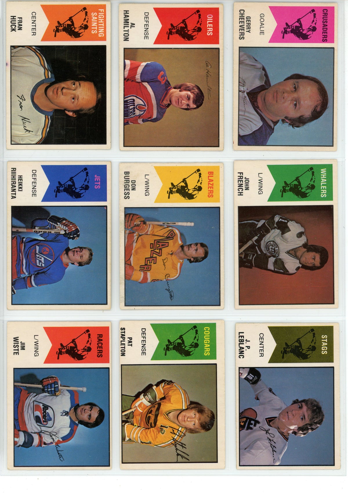 1974/75 O-Pee-Chee WHA Hockey Trading Card Complete Set (66 Cards) - EX/EX+