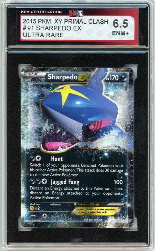 2015 Pokemon X & Y Primal Clash Sharpedo EX Graded Card KSA 6.5 Ultra Rare