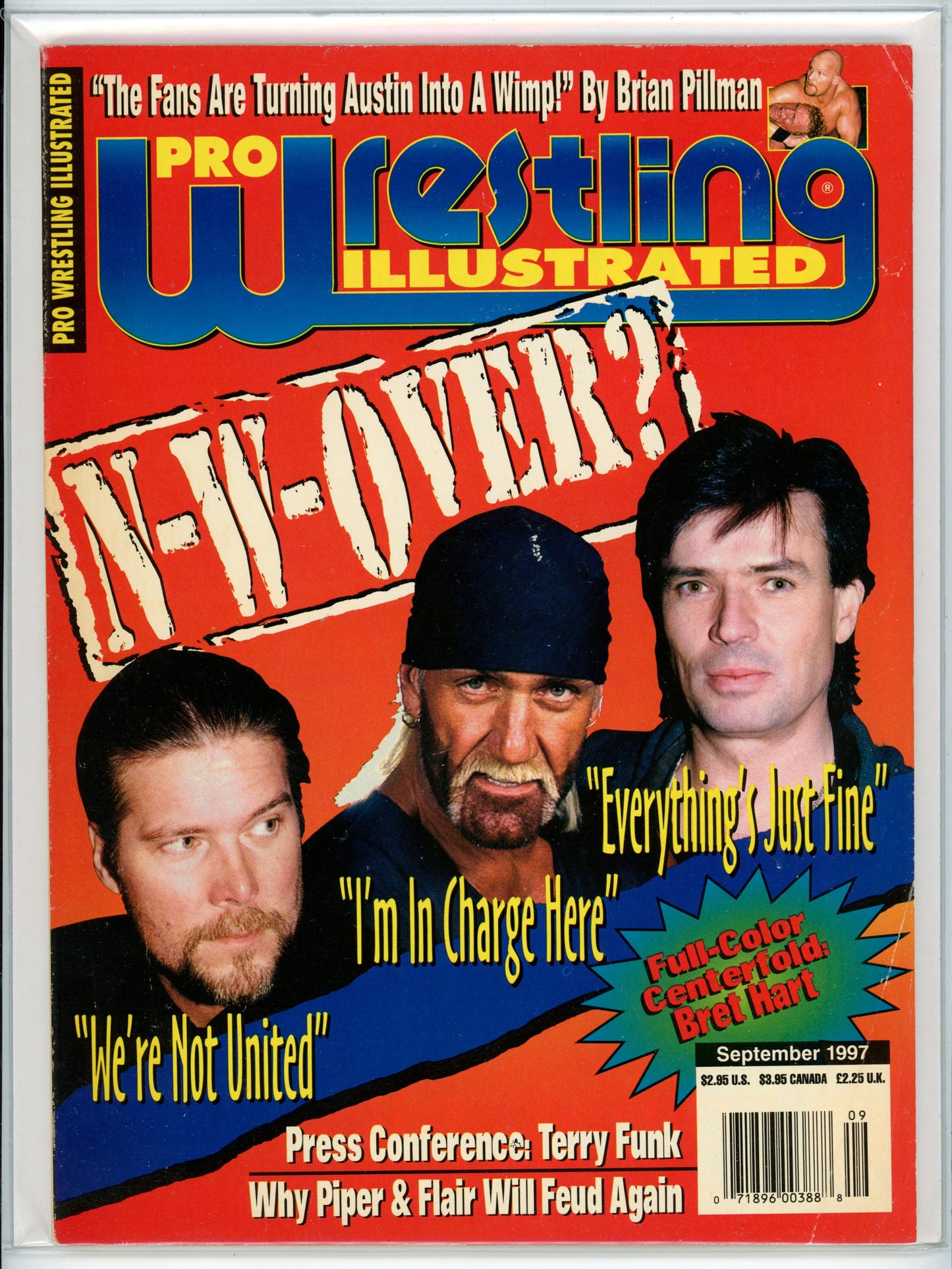 Pro Wrestling Illustrated Vintage Magazine (September, 1997) NWO Cover, Bret Hart Centerfold